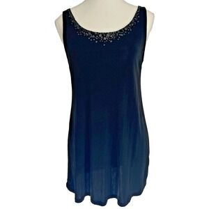 Eileen Fisher‎ Black Silk Sleeveless Tunic Top Beading MP Luxury  Closet Staple